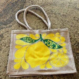🌿Eco Friendly 100% Jute REUSABLE Trader Joe’s Tote Grocery Bag 🛒 🍋